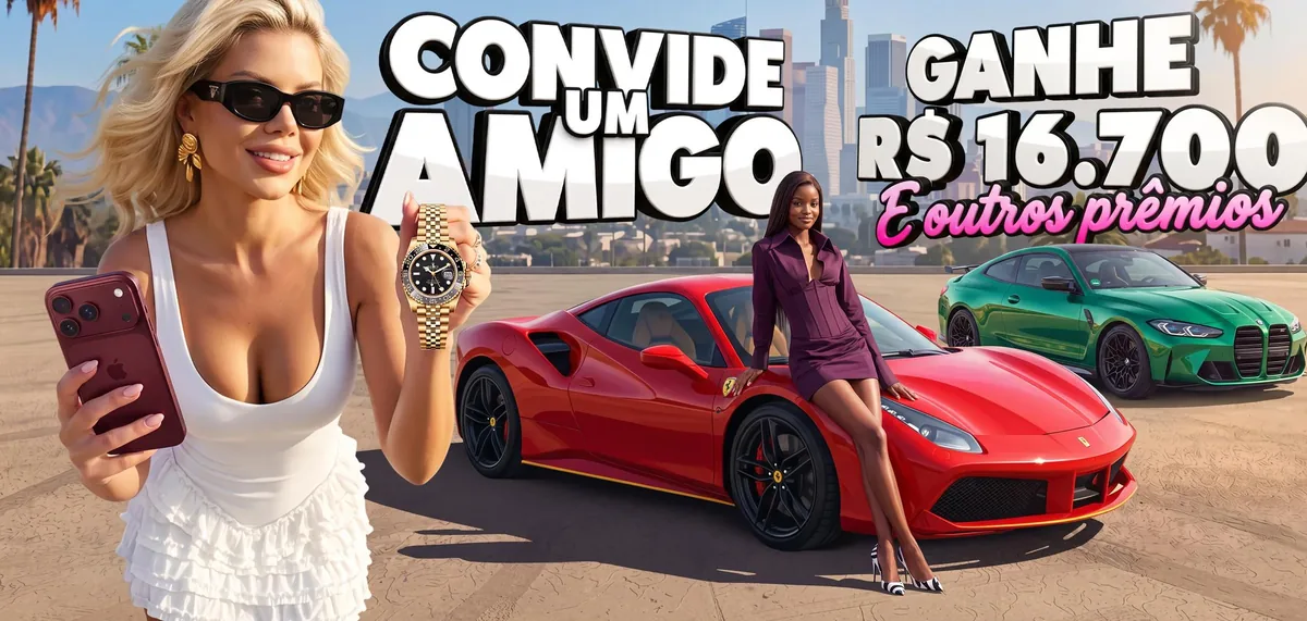 Banner da promoção Convide um amigo da TopX, com prêmios de até R$16.700